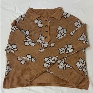 Derek Heart Brown Teddy Bear Knit Sweater
